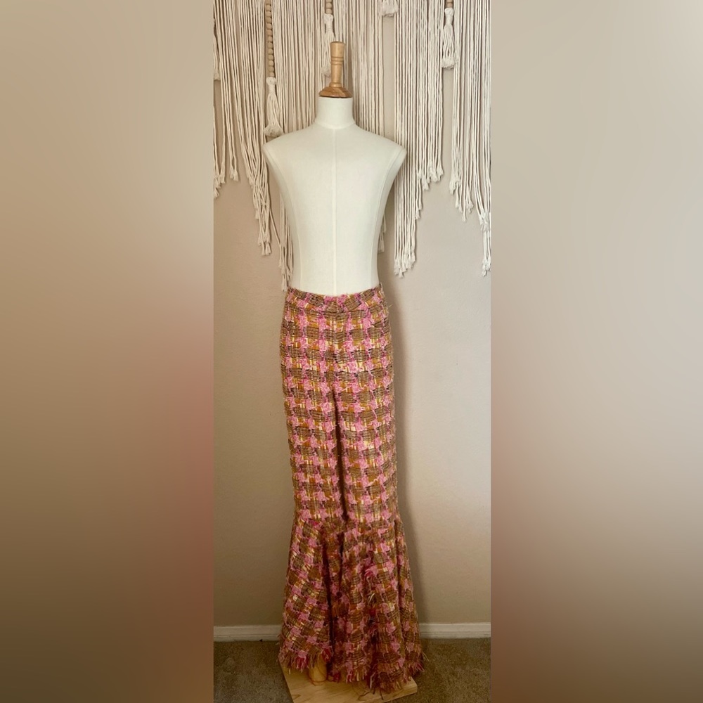 Kim Shui Flared Pink Tweed Pant